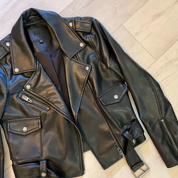 BlankNYC Black Vegan Leather Moto Biker Jacket - Picture 3 of 7